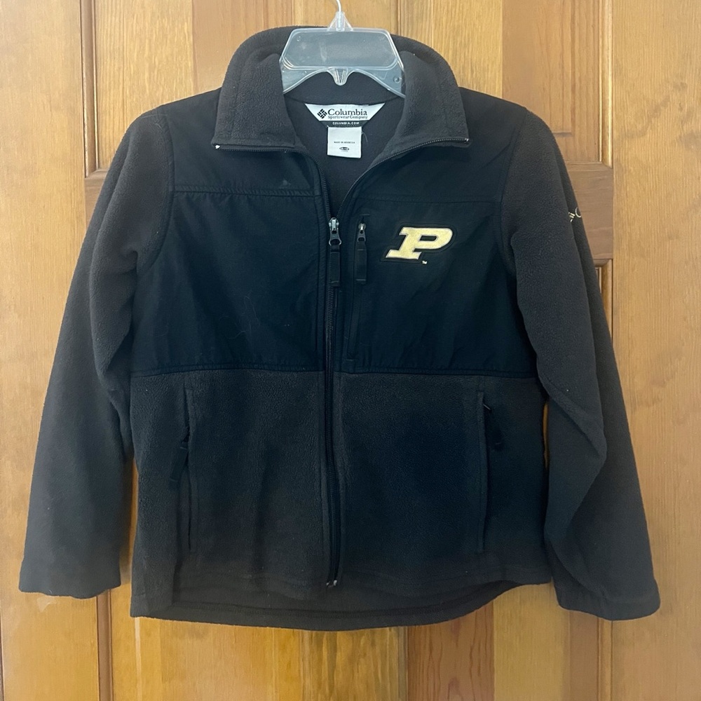 Columbia Purdue University Fleece Full‎ Zip Jacket Youth 10/12 Black and Gold